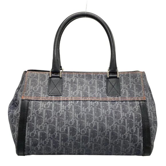 Auth DIOR/ChristianDior Flight Navy Gray Orange Denim Leather Tote Bag - Picture 2 of 16